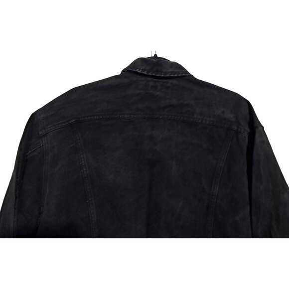 Vintage 1990s Lee 7175SB Black Overdyed Denim Trucker Jacket Size L - Picture 6 of 10